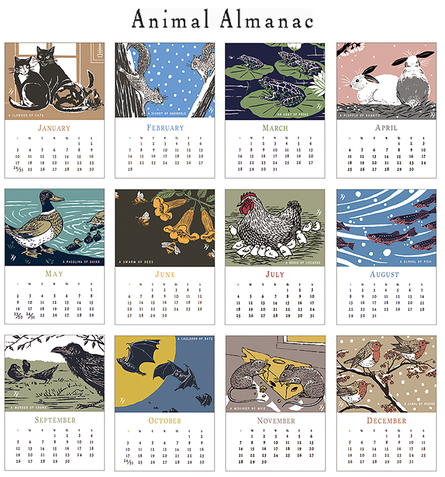 "Animal Almanac" Calendar for 2027 (with Stand) Pre-Order