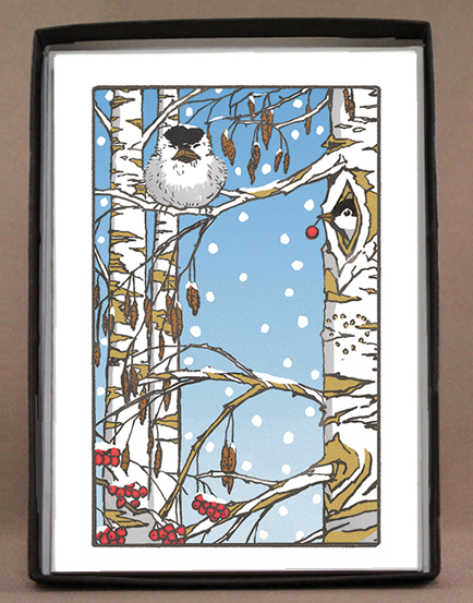 Chickadees in Snow